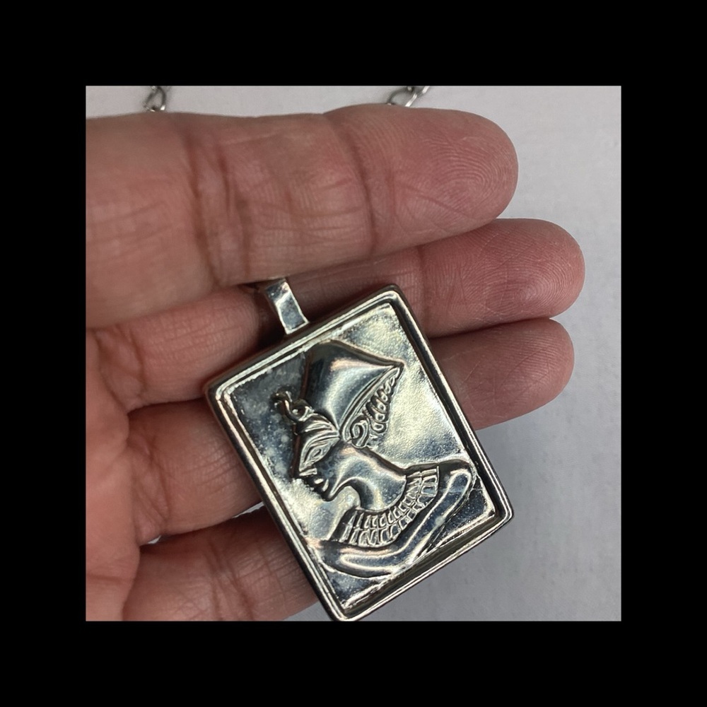 Egyptian cameo sliver necklace.